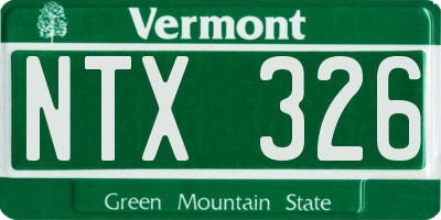 VT license plate NTX326