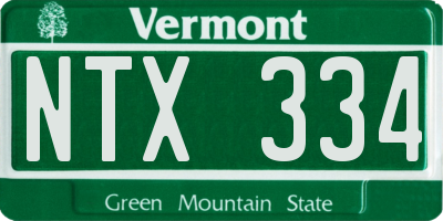 VT license plate NTX334
