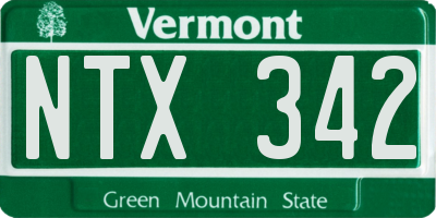 VT license plate NTX342