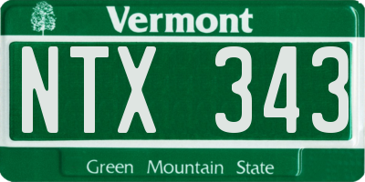 VT license plate NTX343