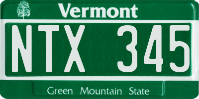 VT license plate NTX345