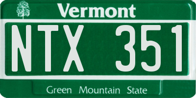 VT license plate NTX351