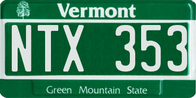 VT license plate NTX353