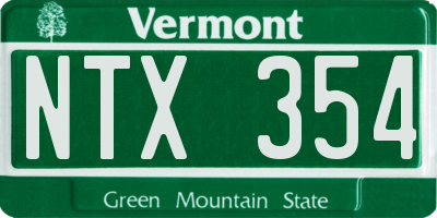 VT license plate NTX354
