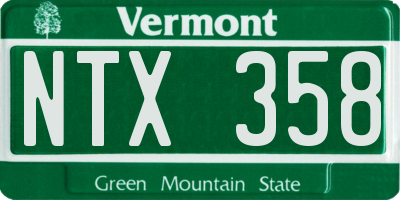 VT license plate NTX358