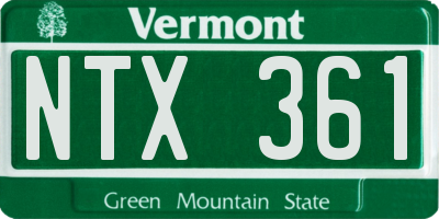 VT license plate NTX361