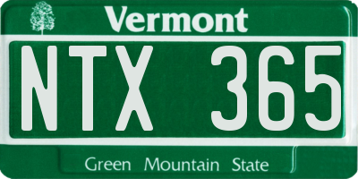 VT license plate NTX365