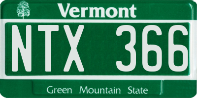 VT license plate NTX366