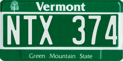 VT license plate NTX374
