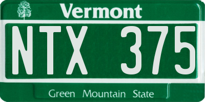VT license plate NTX375
