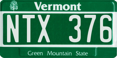 VT license plate NTX376