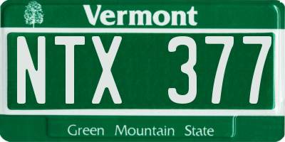VT license plate NTX377