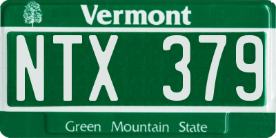 VT license plate NTX379