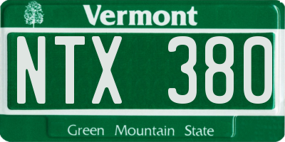 VT license plate NTX380
