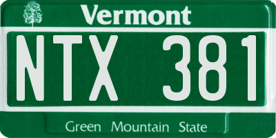 VT license plate NTX381
