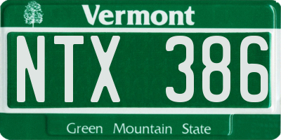 VT license plate NTX386