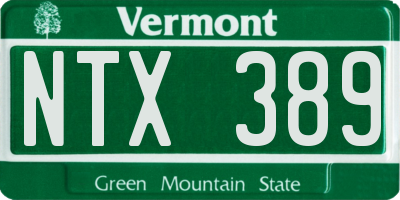 VT license plate NTX389