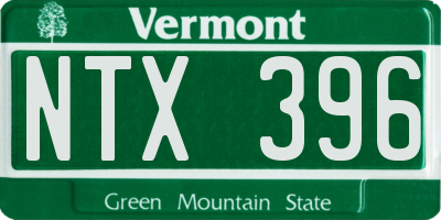 VT license plate NTX396