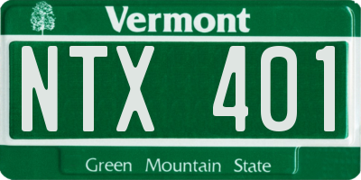VT license plate NTX401