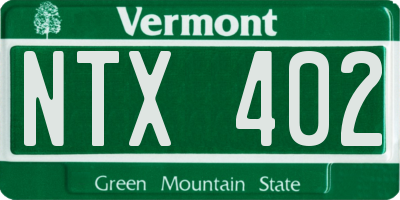 VT license plate NTX402