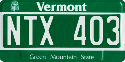 VT license plate NTX403