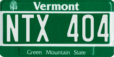 VT license plate NTX404