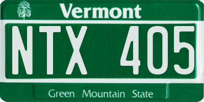 VT license plate NTX405