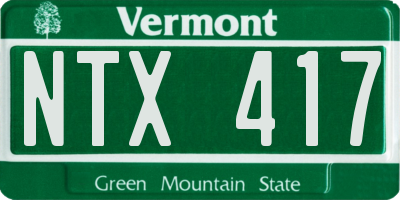 VT license plate NTX417