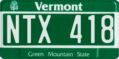 VT license plate NTX418