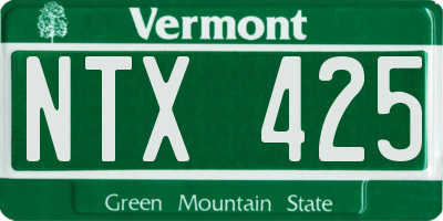 VT license plate NTX425