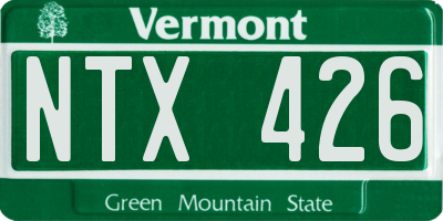 VT license plate NTX426