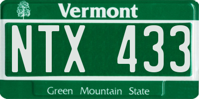 VT license plate NTX433