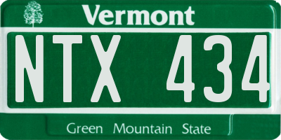 VT license plate NTX434