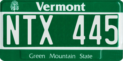VT license plate NTX445