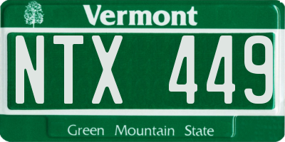 VT license plate NTX449