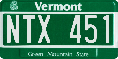 VT license plate NTX451