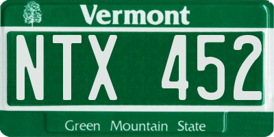 VT license plate NTX452