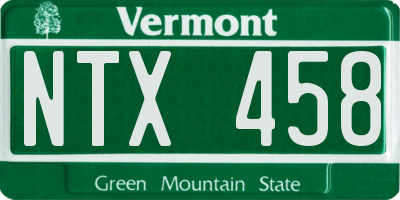 VT license plate NTX458