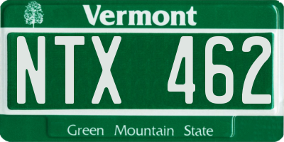 VT license plate NTX462
