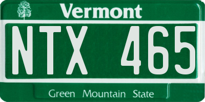 VT license plate NTX465