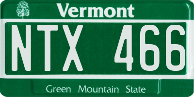 VT license plate NTX466