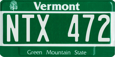 VT license plate NTX472