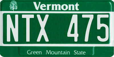 VT license plate NTX475