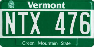 VT license plate NTX476
