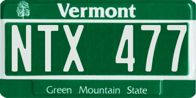 VT license plate NTX477