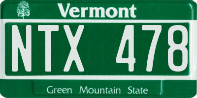 VT license plate NTX478