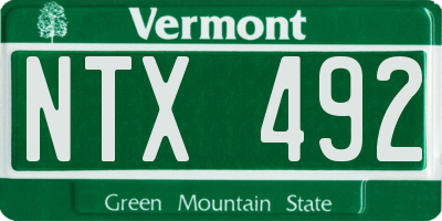 VT license plate NTX492