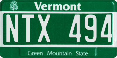 VT license plate NTX494