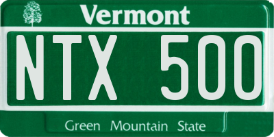 VT license plate NTX500