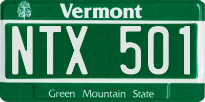 VT license plate NTX501